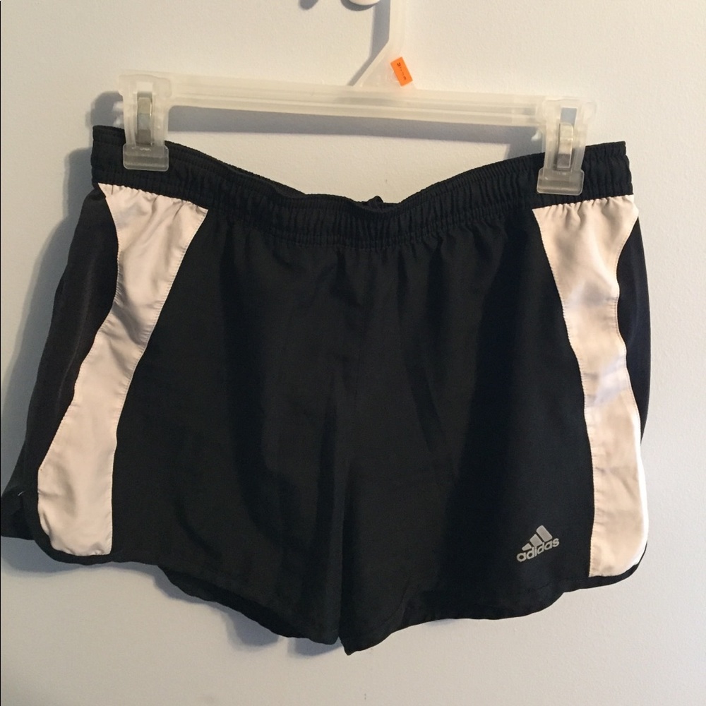 Black and white running shorts